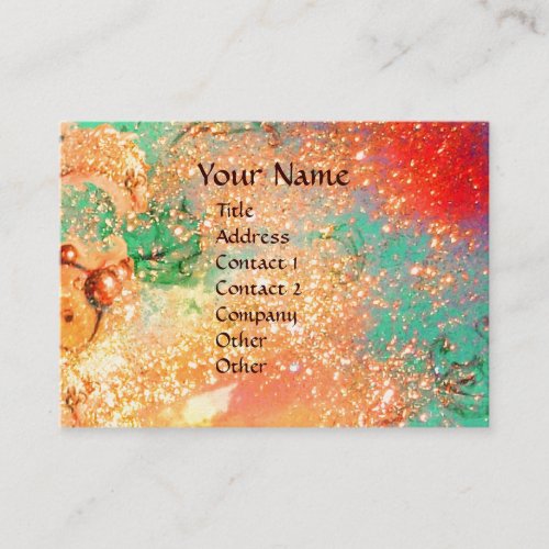 ARCADIAMAGIC GOLD FLORAL SPARKLES  Red Pink Green Business Card