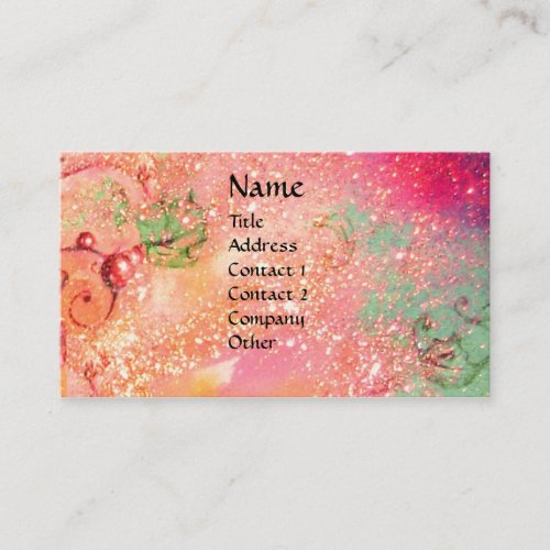 ARCADIA   MAGIC GOLD SPARKLES  Pink Green Business Card