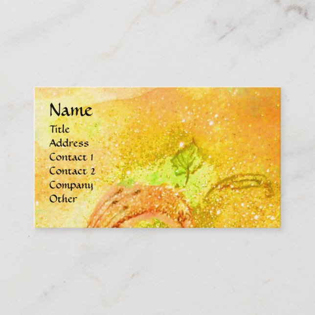 ARCADIA  / MAGIC GOLD SPARKLES  Yellow Green Business Card (Front)