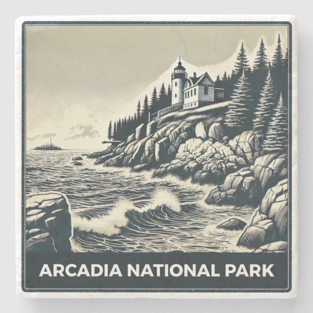 Arcadia National Park Stone Coaster (Front)