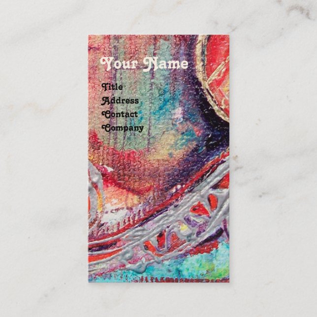 ARCADIA , Red Blue Silver Abstract Business Card (Front)
