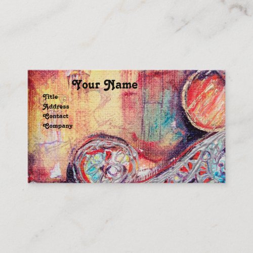 ARCADIA  Red Blue Yellow Silver Abstract Business Card