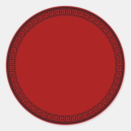 Arcadia red with black circle frame classic round sticker