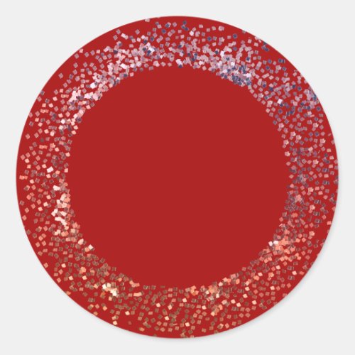 Arcadia red with glitter frame classic round sticker