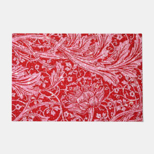 Arcadia, vintage, soft glitter red and white doormat