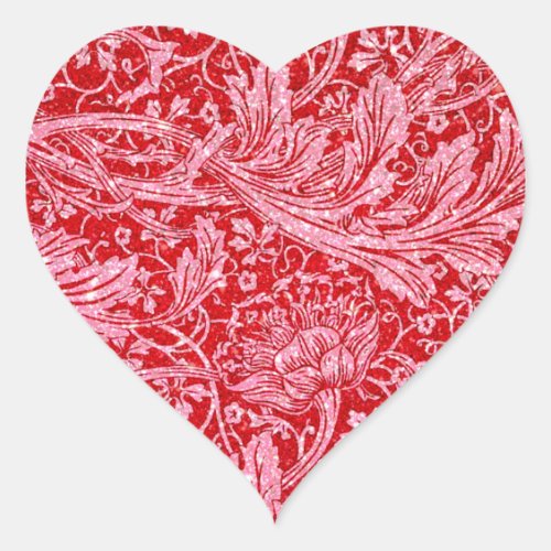 Arcadia vintage soft glitter red and white  heart sticker