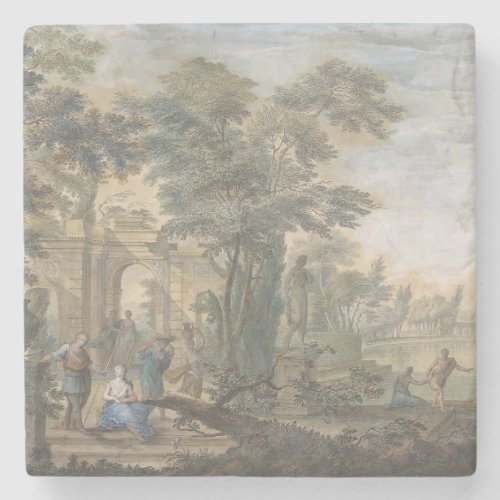 Arcadian Landscape with several Figures Stone Coaster