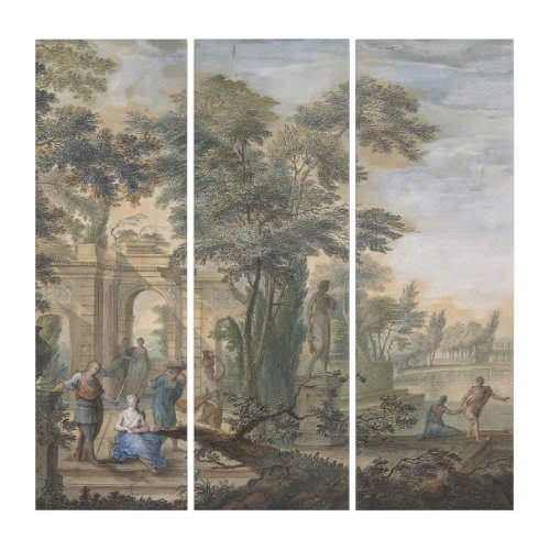 Arcadian Landscape with several Figures Triptych