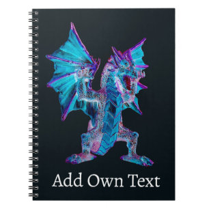 Arcane Blue Fire Dragon Elemental Magic Fantasy Notebook