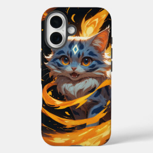 Arcane Ember: The Flamebound Kitten iPhone 16 Case