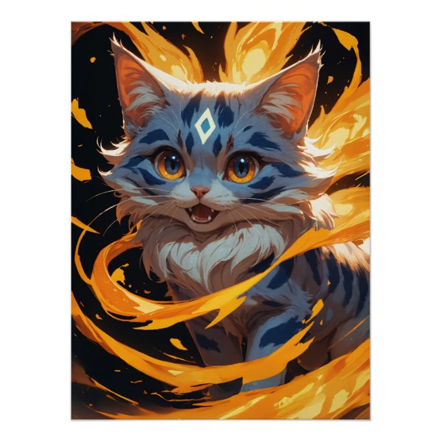 Arcane Ember: The Flamebound Kitten Familiar Poster (Front)