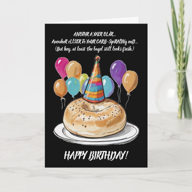arcastic Bagel Birthday with Balloons Card (Front)