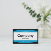Arced Rectangle - Blue (0099CC) Business Card (Standing Front)