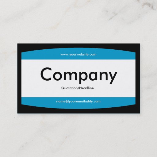 Customizable Arced Rectangle - Blue (0099CC) Business Card Template