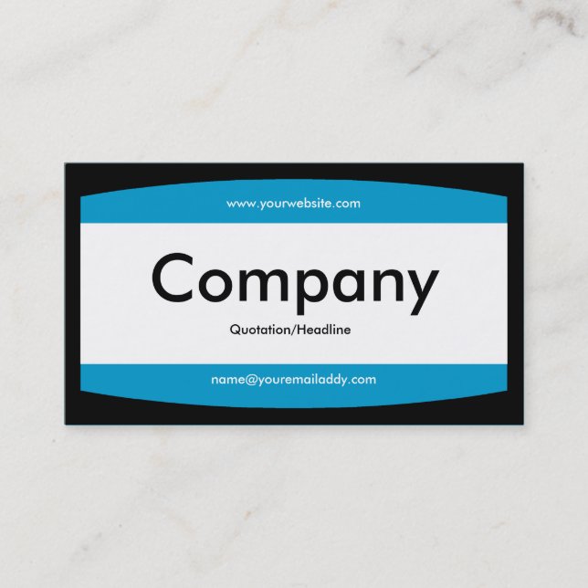 Arced Rectangle - Blue (0099CC) Business Card (Front)