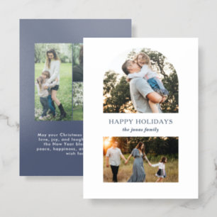 Arch 5 Photos Modern Christmas Holidays Letterpress Photo Cards