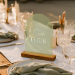 Arch Acrylic Sage Green Wedding Table Four Number Invitations<br><div class="desc">Designed for garden weddings, refined receptions, and timeless outdoor celebrations. Coordinates with the “Iris” Wedding Invitation Collection — click the collection link on this page to find matching items like menus, invitations, signage, and more. Please note: this template is not editable. To find other table numbers in this series, visit...</div>