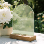 Arch Acrylic Sage Green Wedding Table Number<br><div class="desc">Designed for garden weddings, refined receptions, and timeless outdoor celebrations. Coordinates with the “Iris” Wedding Invitation Collection — click the collection link on this page to find matching items like menus, invitations, signage, and more. Please note: this template is not editable. To find other table numbers in this series, visit...</div>