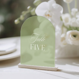 Arch Acrylic Sage Green Wedding Table Number