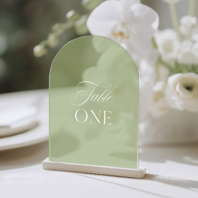 Arch Acrylic Sage Green Wedding Table One Number Invitations (Arch Acrylic Sage Green Wedding Table Two Number)