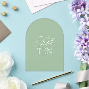 Arch Acrylic Sage Green Wedding Table Ten Number Invitations