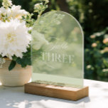 Arch Acrylic Sage Green Wedding Table Three Number Invitations<br><div class="desc">Designed for garden weddings, refined receptions, and timeless outdoor celebrations. Coordinates with the “Iris” Wedding Invitation Collection — click the collection link on this page to find matching items like menus, invitations, signage, and more. Please note: this template is not editable. To find other table numbers in this series, visit...</div>