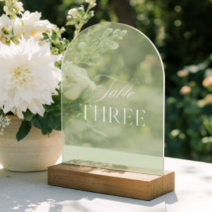 Arch Acrylic Sage Green Wedding Table Three Number Invitations