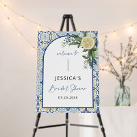 Arch Amalfi Italian Blue Tile Bridal Shower Sign