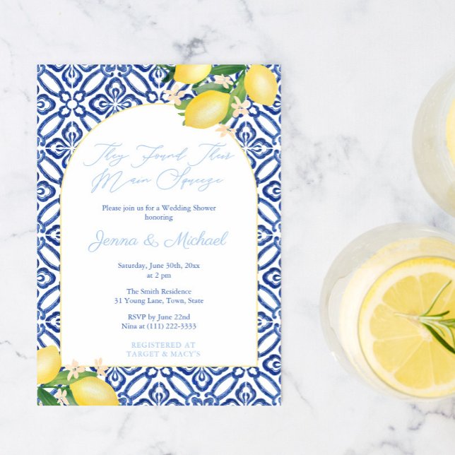 Arch Amalfi Lemon Main Squeeze Co-ed Bridal Shower Invitation (Creator Uploaded)