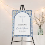 Arch Amalfi Mediterranean Blue Bridal Shower Sign<br><div class="desc">Can be fully customized to suit your needs.
© Gorjo Designs. Made for you via the Zazzle platform. 

// Need help customizing your design? Got other ideas? Feel free to contact me (Zoe) directly.

Optional: Background color and fonts can be changed to match your theme.</div>
