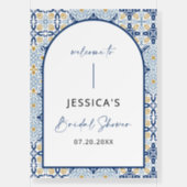 Arch Amalfi Mediterranean Blue Bridal Shower Sign (Front)