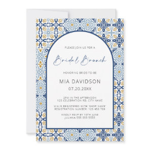Arch Amalfi Positano Blue Yellow Bridal Brunch Invitation