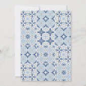 Arch Amalfi Tile Blue & Gray Bridal Shower  Invitation (Back)