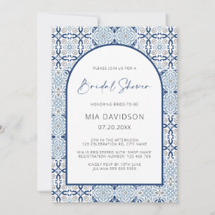 Arch Amalfi Tile Blue & Gray Bridal Shower  Invitation