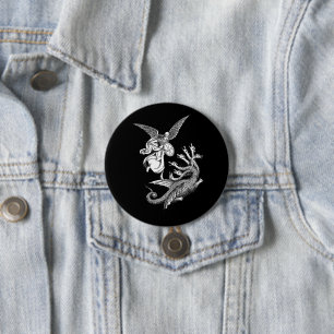 Arch Angel Fighting hydra Dragon art illustration Button