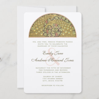 Arch Art Nouveau Peacock Birds Wedding Invitation