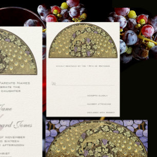 Arch Art Nouveau Vineyard Peacock Response Card