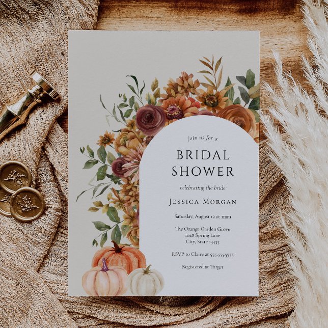 Arch Autumn Pumpkin Bridal Shower Invitation (Creator Uploaded)