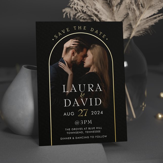 Arch Black and White Elegance Foil Invitation (Creator Uploaded)