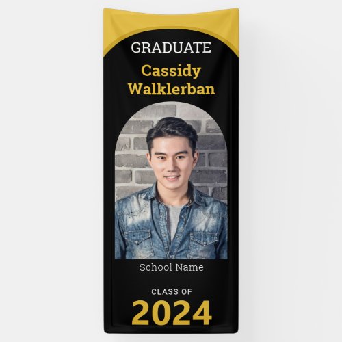 Arch Black Gold Photo Graduation Banner