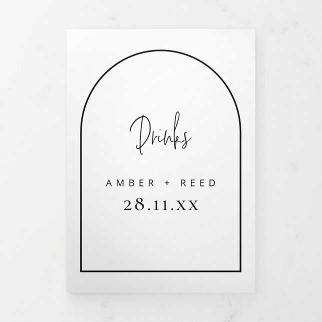 Arch Black & White Drinks Menu for Wedding (Cover)