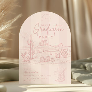 Arch Blush Pink Cowgirl Graduation Invitation