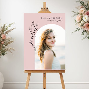 Arch Blush Pink Minimalist Graduation Photo Script Foam Board