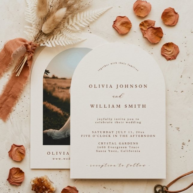 Arch Boho Minimalist Photo Wedding Invitation (Creator Uploaded)