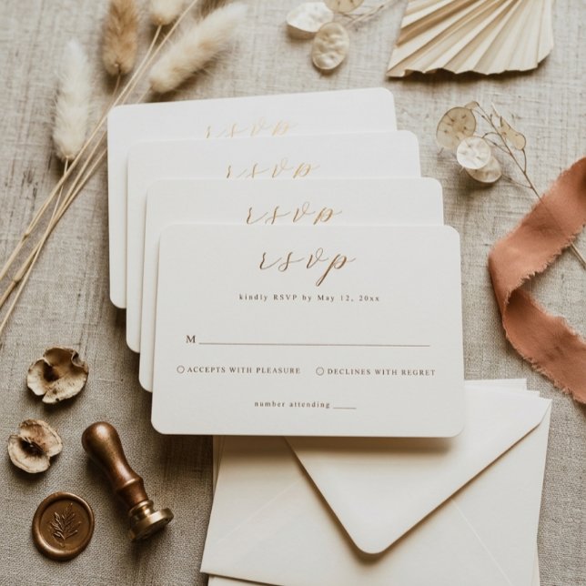 Arch Boho Minimalist Wedding RSVP Card (Creator Uploaded)