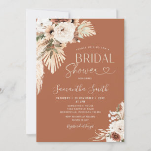 Arch Boho Pampas Grass Floral Bridal Shower Invitation