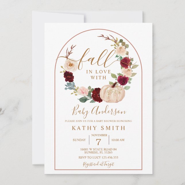 Arch Boho Rustic Floral Fall In love Baby Shower  Invitation (Front)