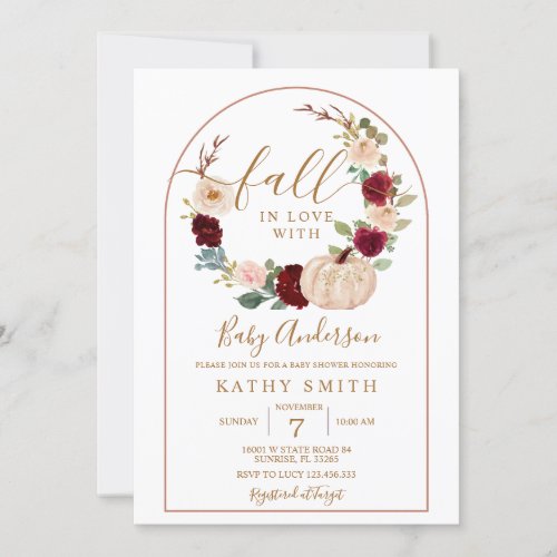 Arch Boho Rustic Floral Fall In love Baby Shower  Invitation