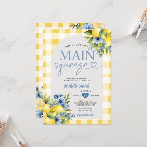 Arch Boho She Found Her Lemon Floral Bridal Shower Invitation