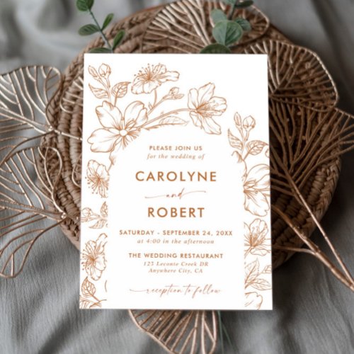 Arch Botanical Floral Photo Wedding Invitation